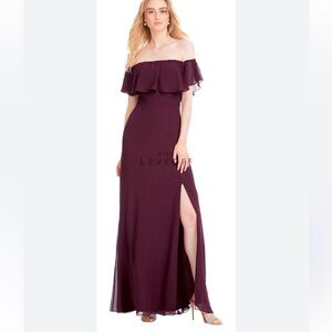 Bill Levkoff wine Off-Shoulder Gown size 10